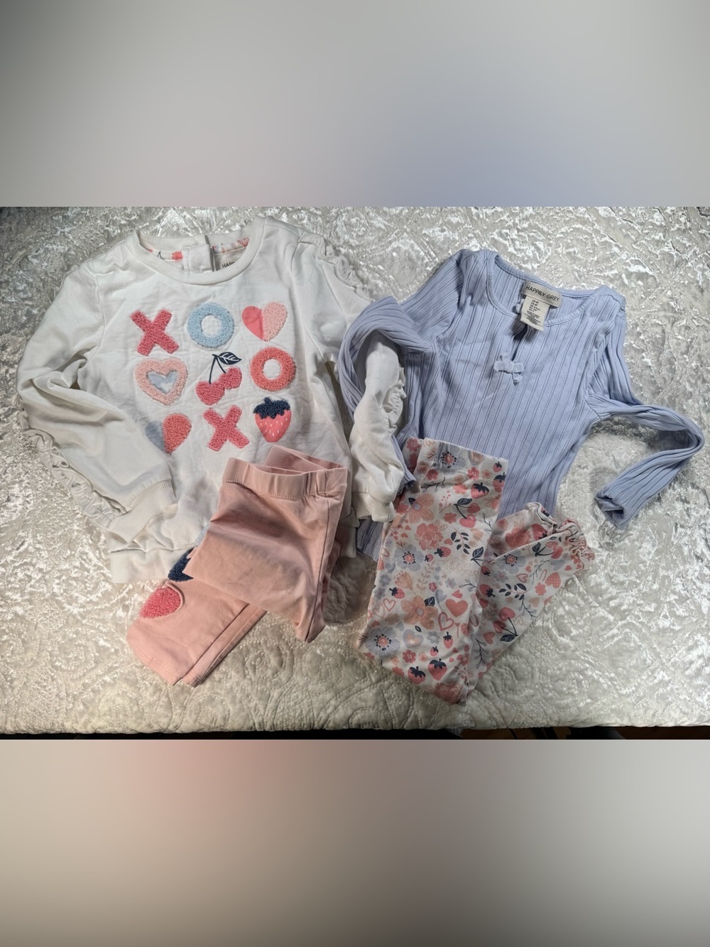Happily Grace Kids Matching Set - White & Pink Floral Outfit